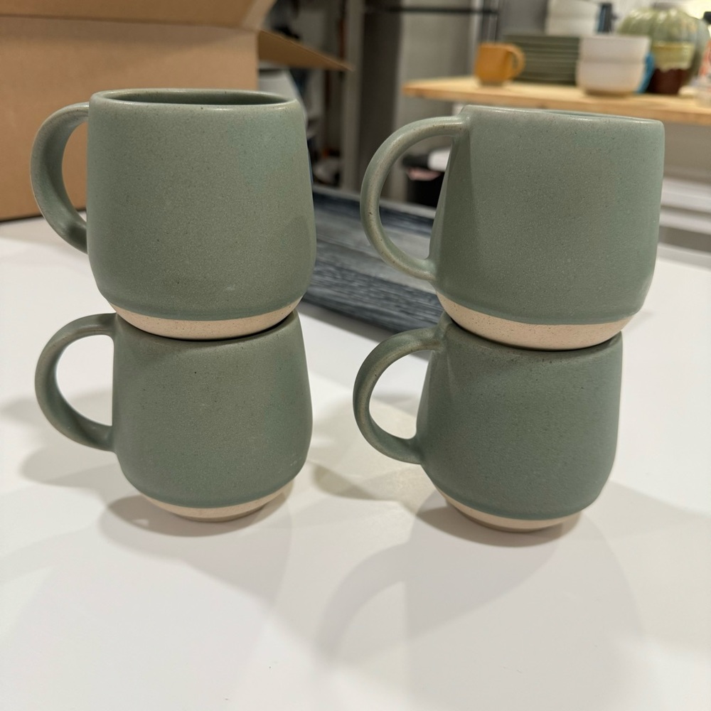 Anthropologie Hayes Mugs in Sage - set of 4
